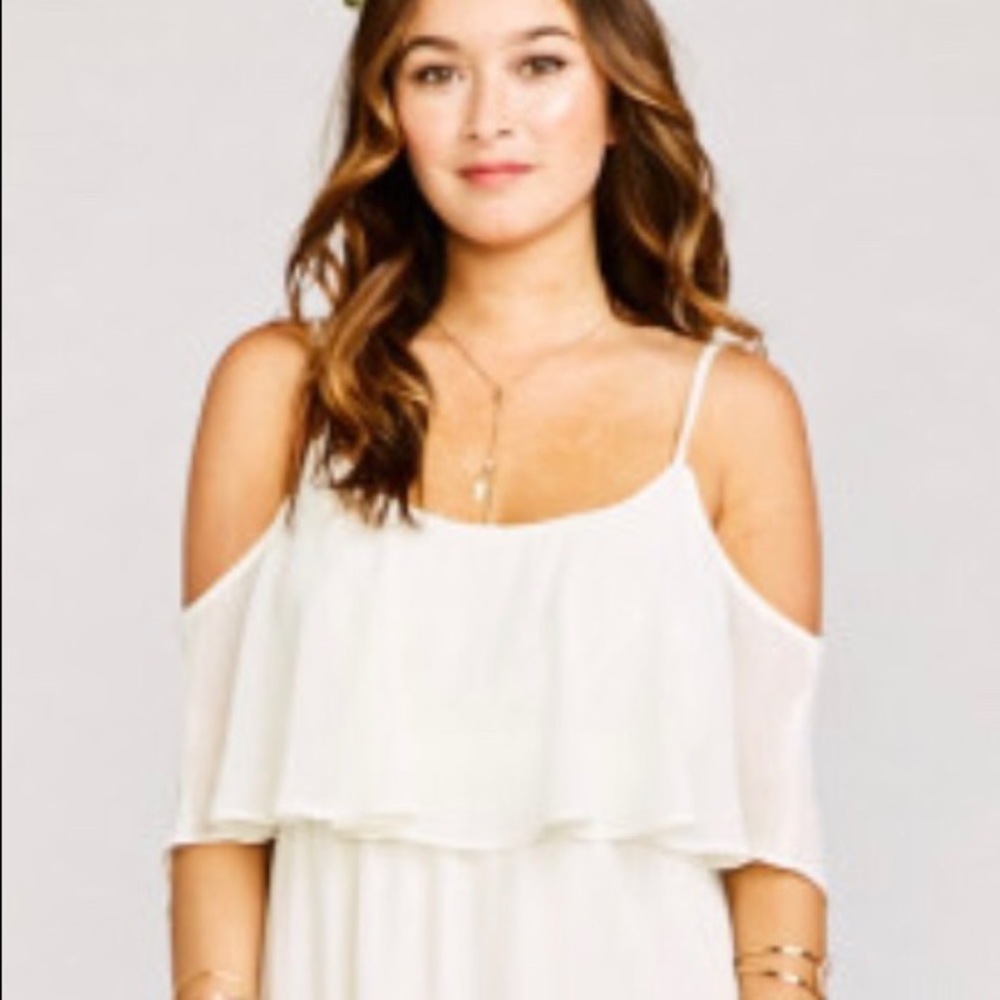 XLCAITLIN RUFFLE MAXI DRESS ~ WEDDING CAKE CHIFFON